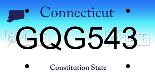 GQG543 Connecticut License Plate
