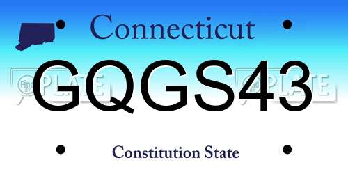 GQGS43 Connecticut License Plate