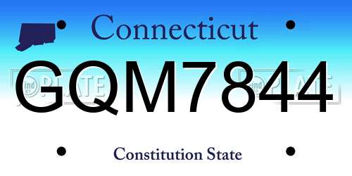 GQM7844 Connecticut License Plate
