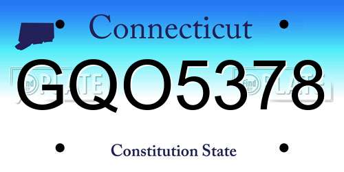 GQO5378 Connecticut License Plate