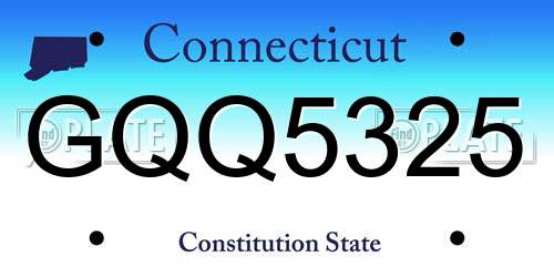 GQQ5325 Connecticut License Plate