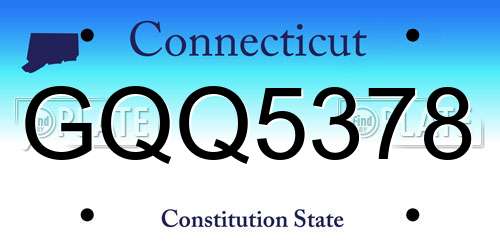GQQ5378 Connecticut License Plate