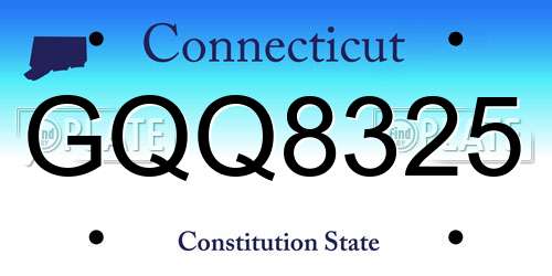 GQQ8325 Connecticut License Plate