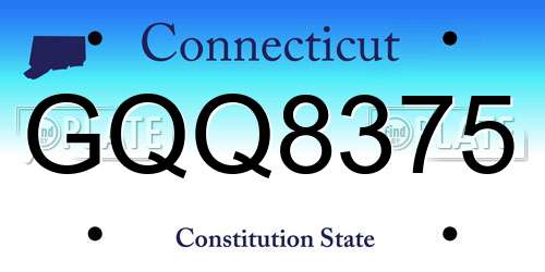 GQQ8375 Connecticut License Plate