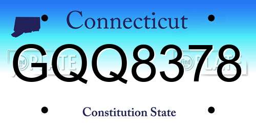 GQQ8378 Connecticut License Plate