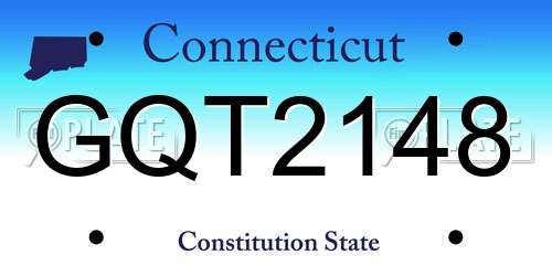 GQT2148 Connecticut License Plate
