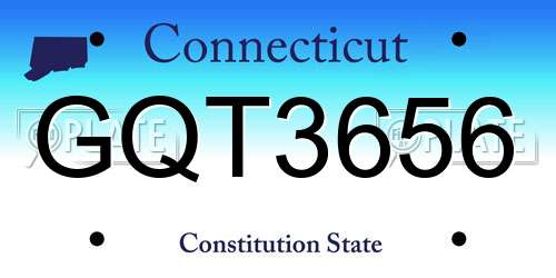 GQT3656 Connecticut License Plate