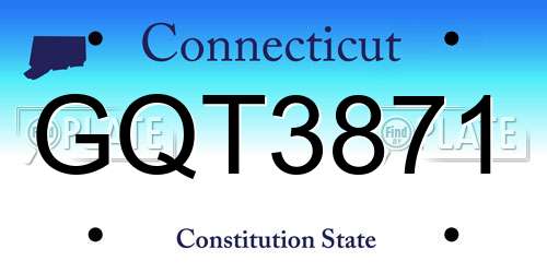 GQT3871 Connecticut License Plate