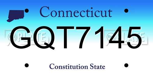 GQT7145 Connecticut License Plate
