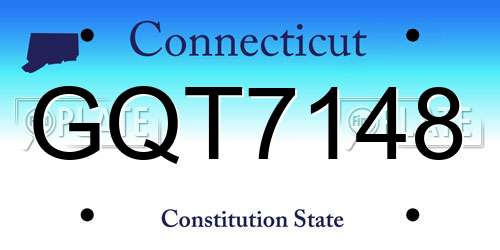 GQT7148 Connecticut License Plate