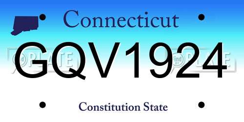 GQV1924 Connecticut License Plate