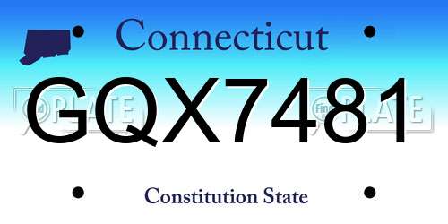 GQX7481 Connecticut License Plate