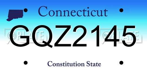 GQZ2145 Connecticut License Plate