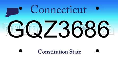 GQZ3686 Connecticut License Plate