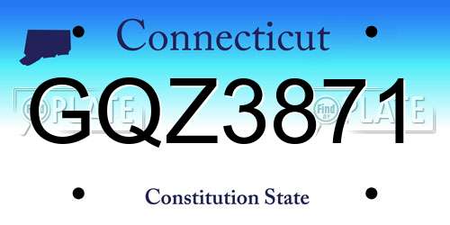 GQZ3871 Connecticut License Plate