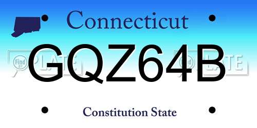 GQZ64B Connecticut License Plate