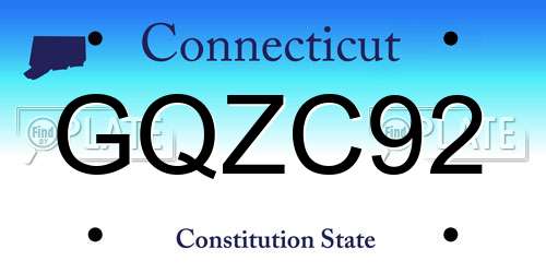 GQZC92 Connecticut License Plate
