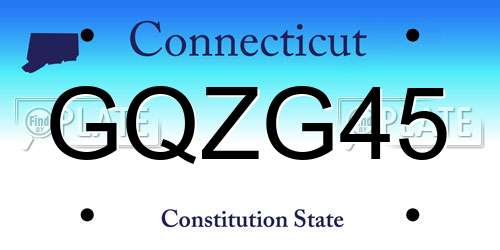 GQZG45 Connecticut License Plate