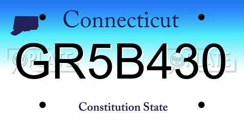GR5B430 Connecticut License Plate