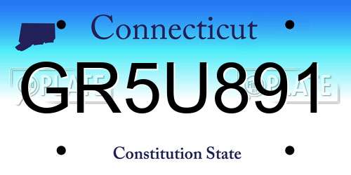 GR5U891 Connecticut License Plate
