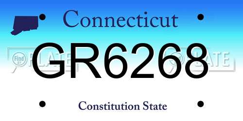 GR6268 Connecticut License Plate