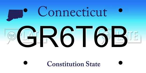 GR6T6B Connecticut License Plate