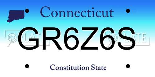 GR6Z6S Connecticut License Plate