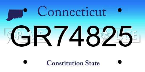 GR74825 Connecticut License Plate