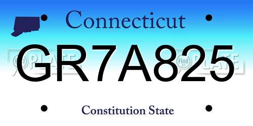 GR7A825 Connecticut License Plate