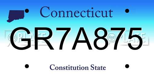 GR7A875 Connecticut License Plate