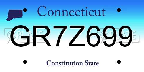 GR7Z699 Connecticut License Plate