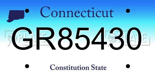 GR85430 Connecticut License Plate