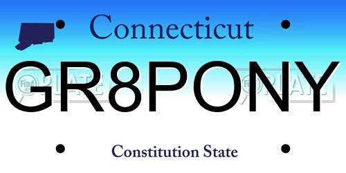 GR8PONY Connecticut License Plate