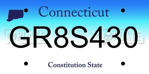 GR8S430 Connecticut License Plate