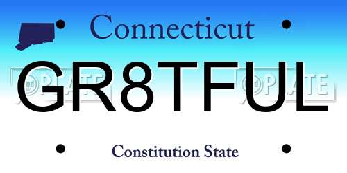 GR8TFUL Connecticut License Plate