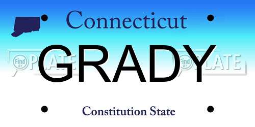 GRADY Connecticut License Plate