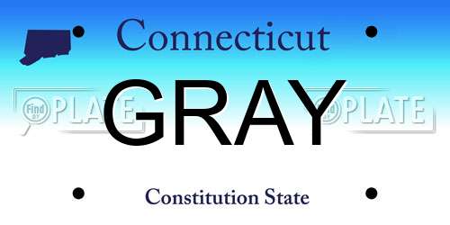 GRAY Connecticut License Plate