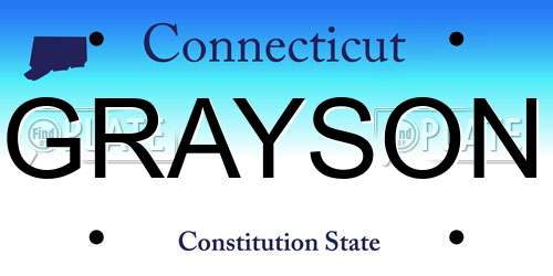 GRAYSON Connecticut License Plate