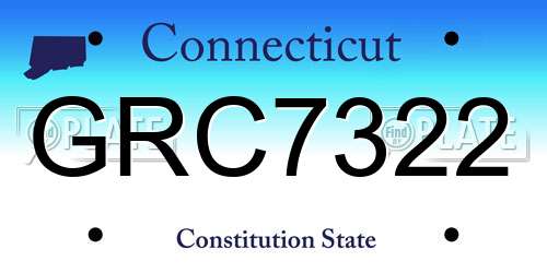 GRC7322 Connecticut License Plate
