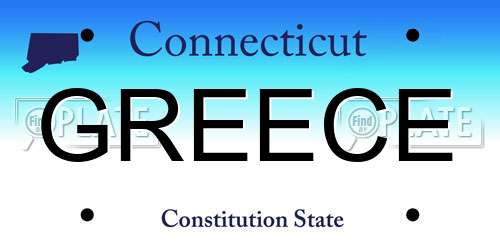 GREECE Connecticut License Plate