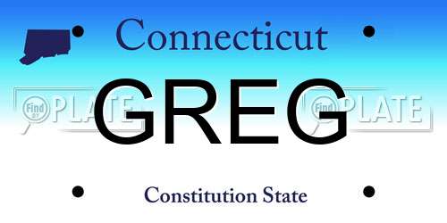 GREG Connecticut License Plate