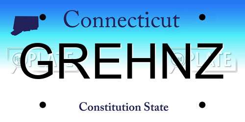 GREHNZ Connecticut License Plate
