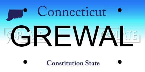 GREWAL Connecticut License Plate