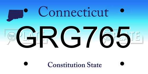 GRG765 Connecticut License Plate