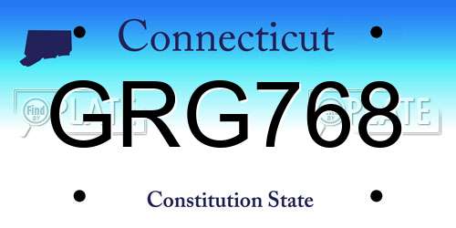 GRG768 Connecticut License Plate