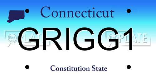 GRIGG1 Connecticut License Plate