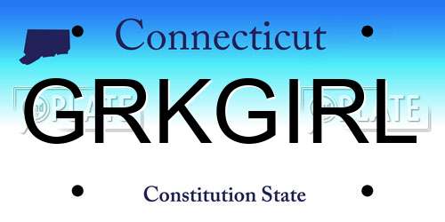 GRKGIRL Connecticut License Plate