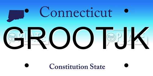GROOTJK Connecticut License Plate
