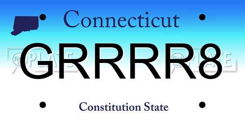GRRRR8 Connecticut License Plate