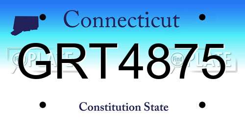 GRT4875 Connecticut License Plate